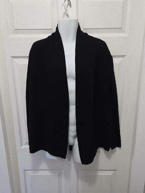 Roz & Ali XL Black Open Drape Knit Cardigan